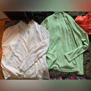 Two sets. Each 2 pieces. Pearls alike beads. Stated Small but fit S/M